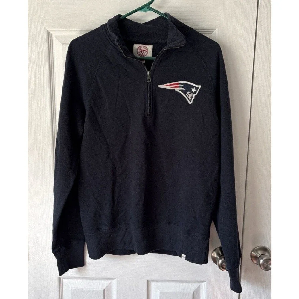 New England Patriots 47 Brand Mens Medium Navy Blue Pullover 1/4 Zip